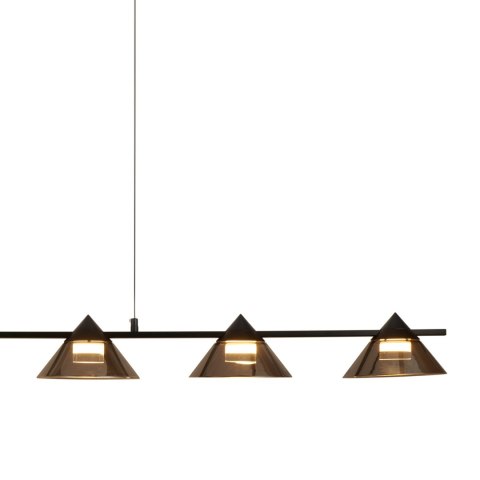 Lampa wisząca BLAKE 120 cm - LED, czarna, podłużna z sześcioma dymionymi kloszami