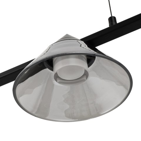 Lampa wisząca BLAKE 120 cm - LED, czarna, podłużna z sześcioma dymionymi kloszami