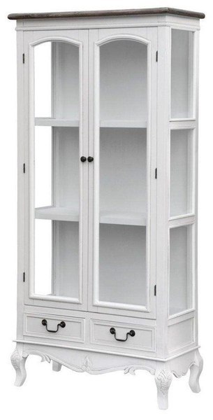 Rimini White Witryna - Biały/Brązowy
