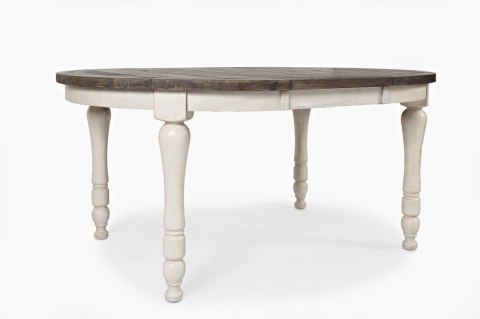 Stół rozkładany drewniany BARN 122-167cm - Biel antyczna/Brązowy