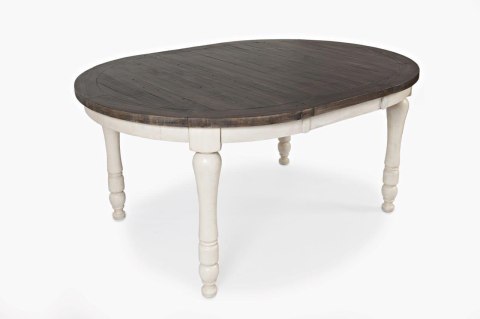 Stół rozkładany drewniany BARN 122-167cm - Biel antyczna/Brązowy
