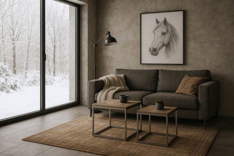 Glamour Zestaw stolików - Chrom/Brązowy