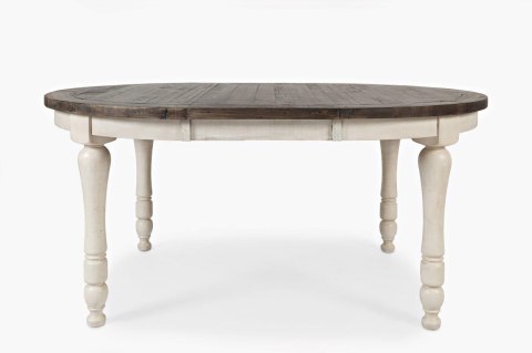 Stół rozkładany BARN 122-167cm + 4 krzesła - Biel antyczna/Brązowy