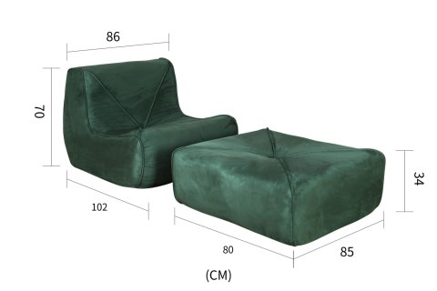 Nua Fotel z podnóżkiem - Butelkowa zieleń