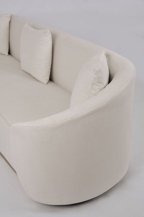 Sofa glamour Nua welurowa - alabastrowa biel / złota podstawa