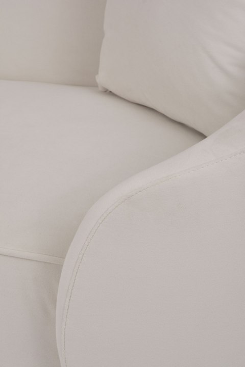 Sofa glamour Nua welurowa - alabastrowa biel / złota podstawa