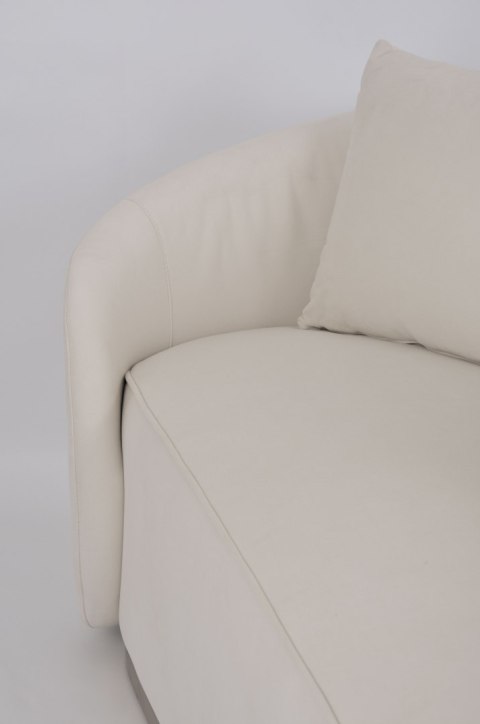 Sofa glamour Nua welurowa - alabastrowa biel / złota podstawa