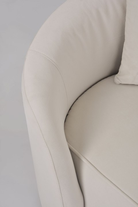 Sofa glamour Nua welurowa - alabastrowa biel / złota podstawa
