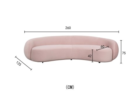 Nua Sofa owalna 3-osobowa - pudrowy róż