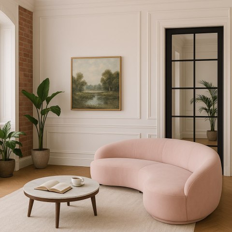 Nua Sofa owalna 3-osobowa - pudrowy róż