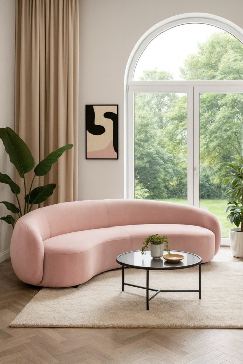 Nua Sofa owalna 3-osobowa - pudrowy róż