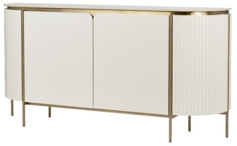 Komoda glamour Stilig - biały marmur, ecru/ złoty