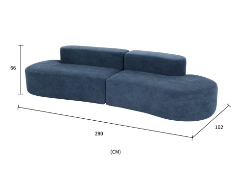 Nua Sofa modułowa 3-osobowa - Granatowy stalowy welur