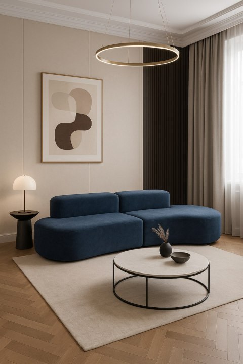 Nua Sofa modułowa 3-osobowa - Granatowy stalowy welur