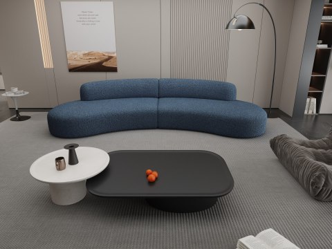 Nua Sofa modułowa 3-osobowa - Granatowy stalowy welur