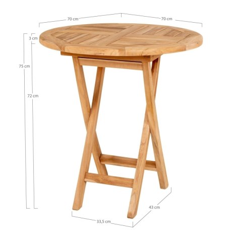 Stół składany Toledo 70 cm drewno tekowe Stół składany Toledo 70 cm drewno tekowe