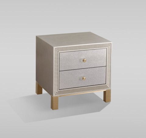 Stilig Bedroom Łóżko tapicerowane 160cm + 2 szafki nocne ST901 - Szampańskie złoto
