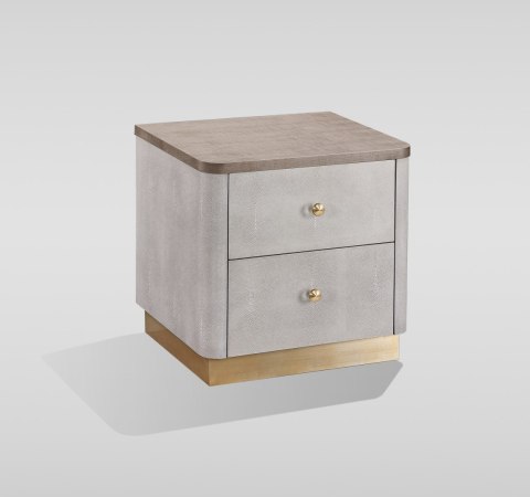 Stilig Bedroom Łóżko tapicerowane 180cm + 2 szafki nocne ST891 - Beżowo-szary/Złoty