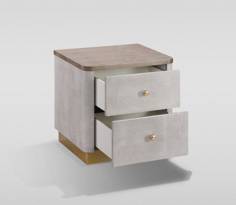 Stilig Bedroom Łóżko tapicerowane 180cm + 2 szafki nocne ST891 - Beżowo-szary/Złoty