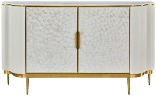 Komoda glamour Stilig - muszla morska, biały marmur/ złoty