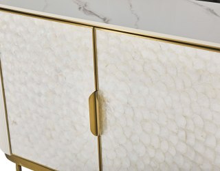 Komoda glamour Stilig - muszla morska, biały marmur/ złoty