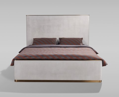 Stilig Łóżko tapicerowane 180cm - Beżowo-szary/Złoty