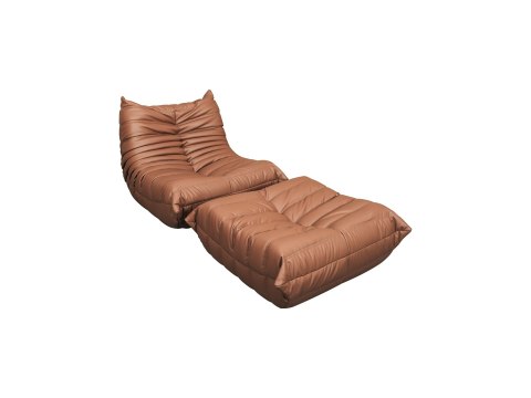 Zestaw Fotel Nua + Podnóżek Nua - Karmelowy brąz