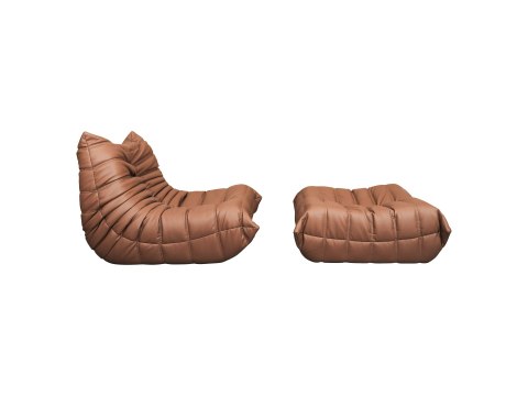 Zestaw Fotel Nua + Podnóżek Nua - Karmelowy brąz