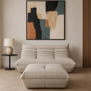 Zestaw Nua Sofa + Podnóżek Nua - Jasnobeżowy