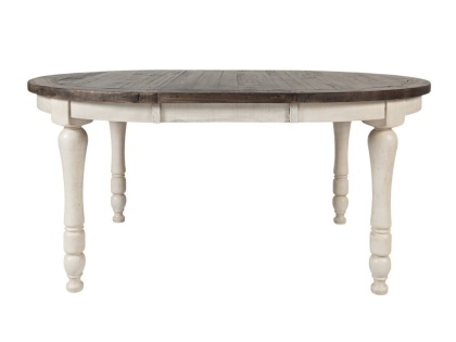 Stół rozkładany drewniany BARN 122-167cm - Biel antyczna/Brązowy
