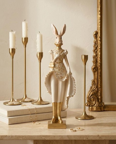 Figurka dekoracyjna SHP RABBIT beżowa / złota