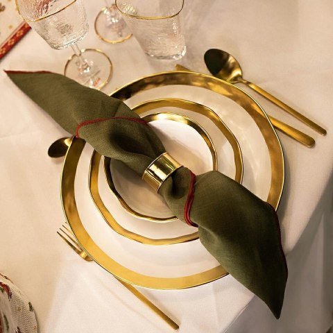 KARE komplet 4 misek BELL 15 cm biało-złoty