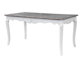 Rimini White Stół drewniany 160 prowansalski - Biały/Brązowy