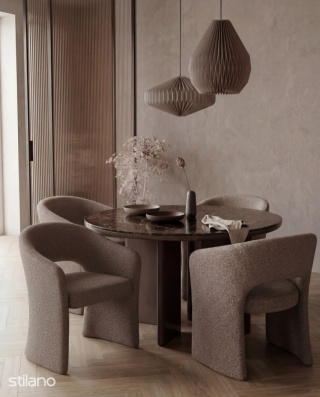 Zestaw jadalniany MUNDI ROUND – stół okrągły ceramiczny i 4 krzesła