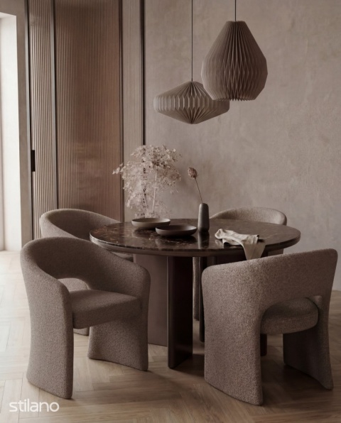 Zestaw jadalniany MUNDI ROUND – stół okrągły ceramiczny i 4 krzesła
