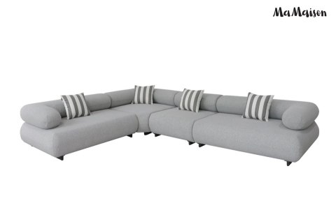 MaMaison sofa narożna ogrodowa ALEXANDER 4 szara (poduszki i pokrowiec w zestawie)