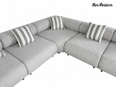 MaMaison sofa narożna ogrodowa ALEXANDER szara (poduszki i pokrowiec w zestawie)