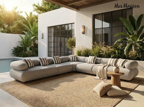 MaMaison sofa narożna ogrodowa ALEXANDER szara (poduszki i pokrowiec w zestawie)