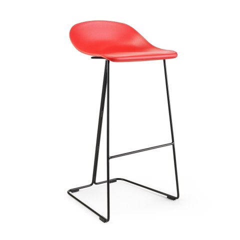Hoker CARO BAR czarne nogi i czerwone siedzisko 75 cm