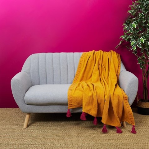 Pled Pompons 130x170 cm żółta Pled Pompons 130x170 cm żółta