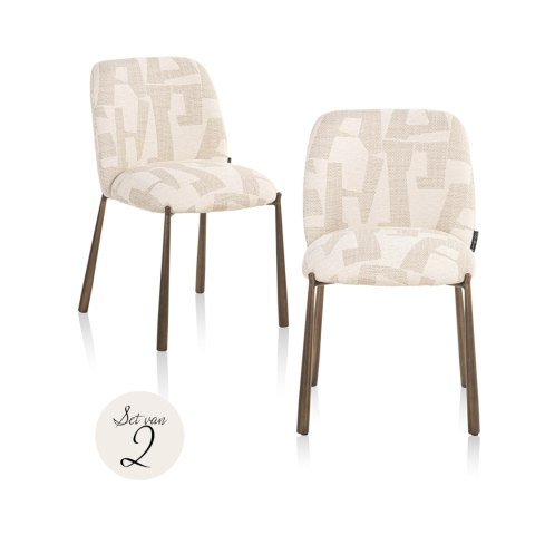 RICHMOND krzesło do jadalni LANA - beige graffic (zestaw 2 szt.)