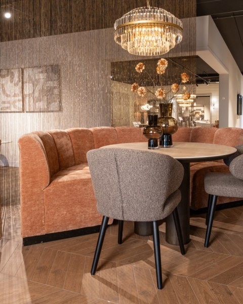 RICHMOND stół jadalniany okrągły RITZ 120 brązowy - ceramika trawertyn