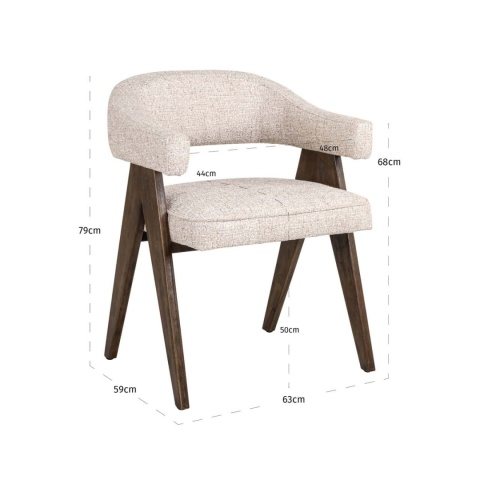 RICHMOND krzesło z podłokietnikami MORI trudnopalne - cream tweed