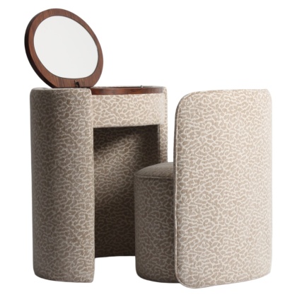 RICHMOND toaletka zamykana ROXENNE z krzesłem - beige leopard