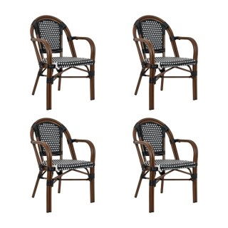 Zestaw 4 krzeseł ogrodowych CAFE PARIS ARM brązowy rattan