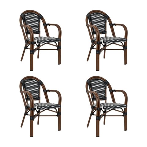 Zestaw 4 krzeseł ogrodowych CAFE PARIS ARM brązowy rattan