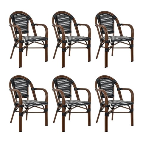 Zestaw 6 krzeseł ogrodowych CAFE PARIS ARM brązowy rattan