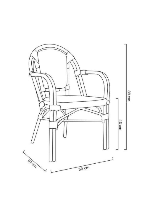 Zestaw 6 krzeseł ogrodowych CAFE PARIS ARM brązowy rattan
