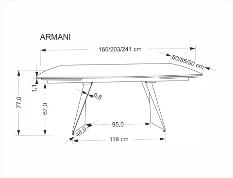 ARMANI stół rozkładany 165-241 cm - spiek trawertyn / kaszmir