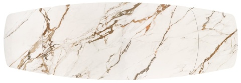 FLAVOR stół rozkładany 200/300 cm - ceramika beżowy marmur / orzechowy ryflowany